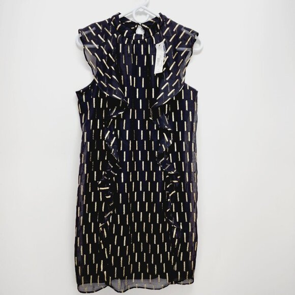 WorthingtoMid Dress Womens Sleeveless Black Metallic Ruffle Size 6 - Picture 10 of 14